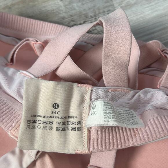 Lululemon Enlite Bra High Support Pink Crossback Sports Bra 34C Wireless - Picture 4 of 4